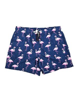 NWT | Brisira Navy Blue Flamingo Print Swim Shorts | Compression Liner | 5XL